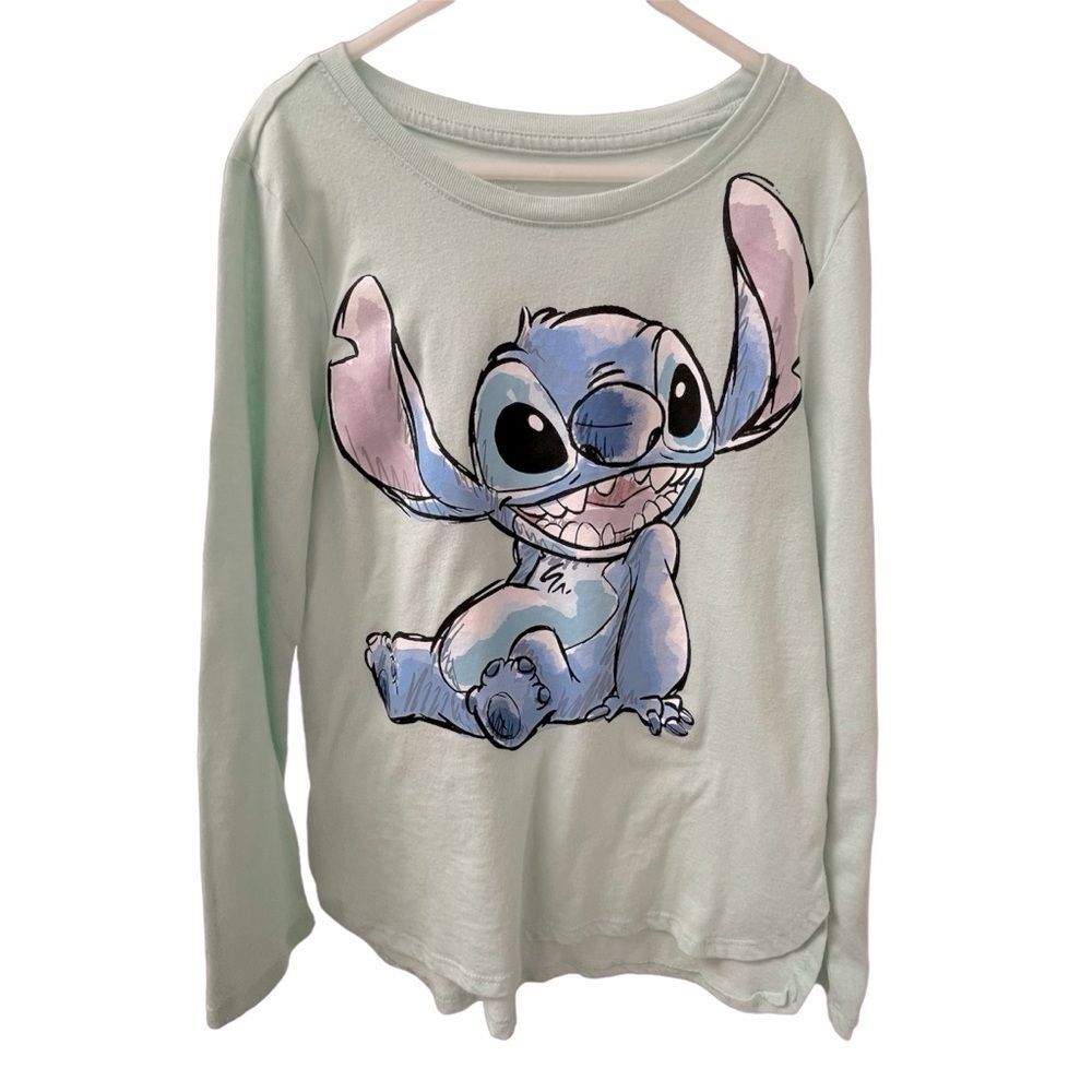 Disney’s Stitch Long Sleeve T-Shirt Green & Blue Girl Size Large